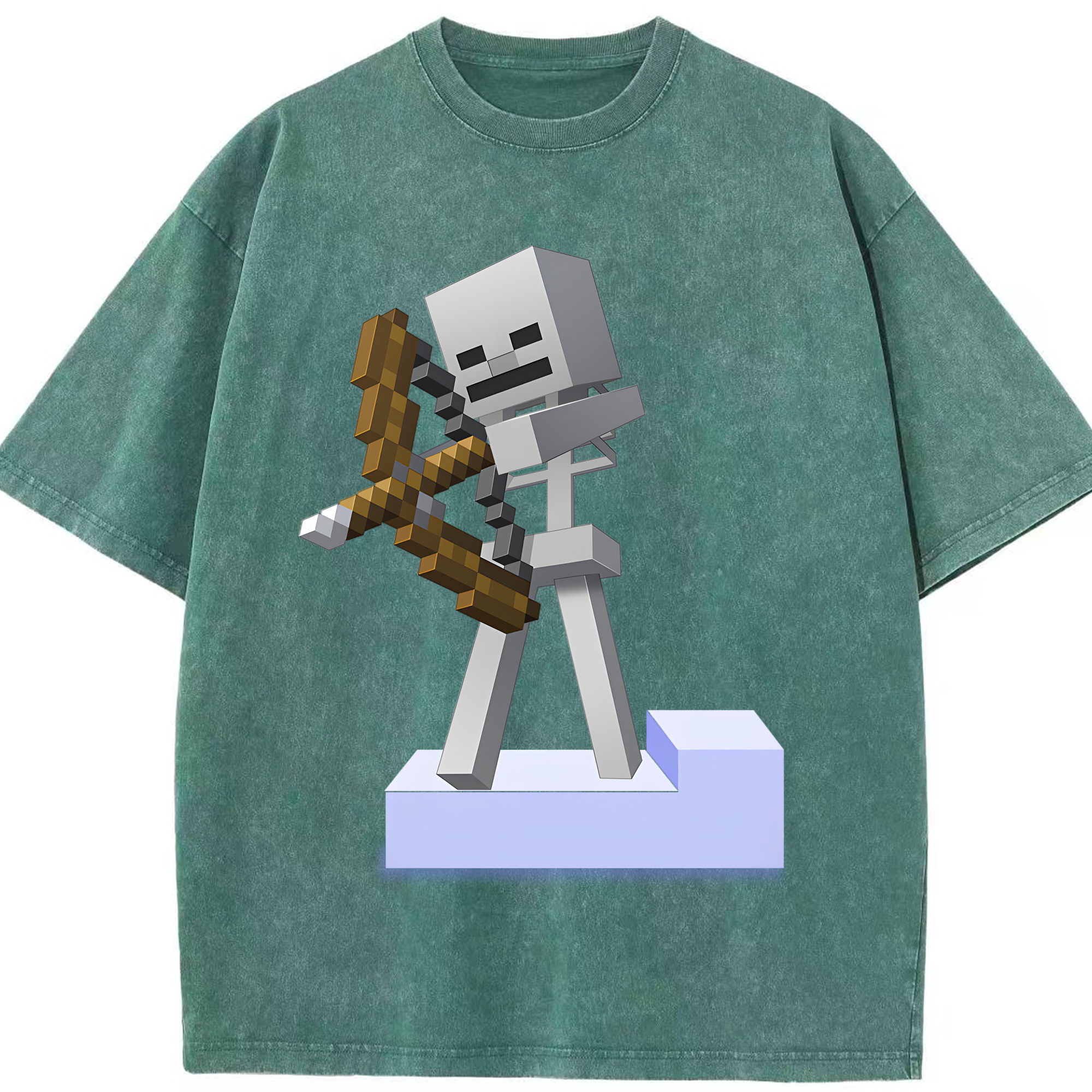 （画像用） マインクラフト ブロックの世界 Minecraft MC Block world 綿100% ヴィンテージ風 半袖Tシャツ（フロントプリント）